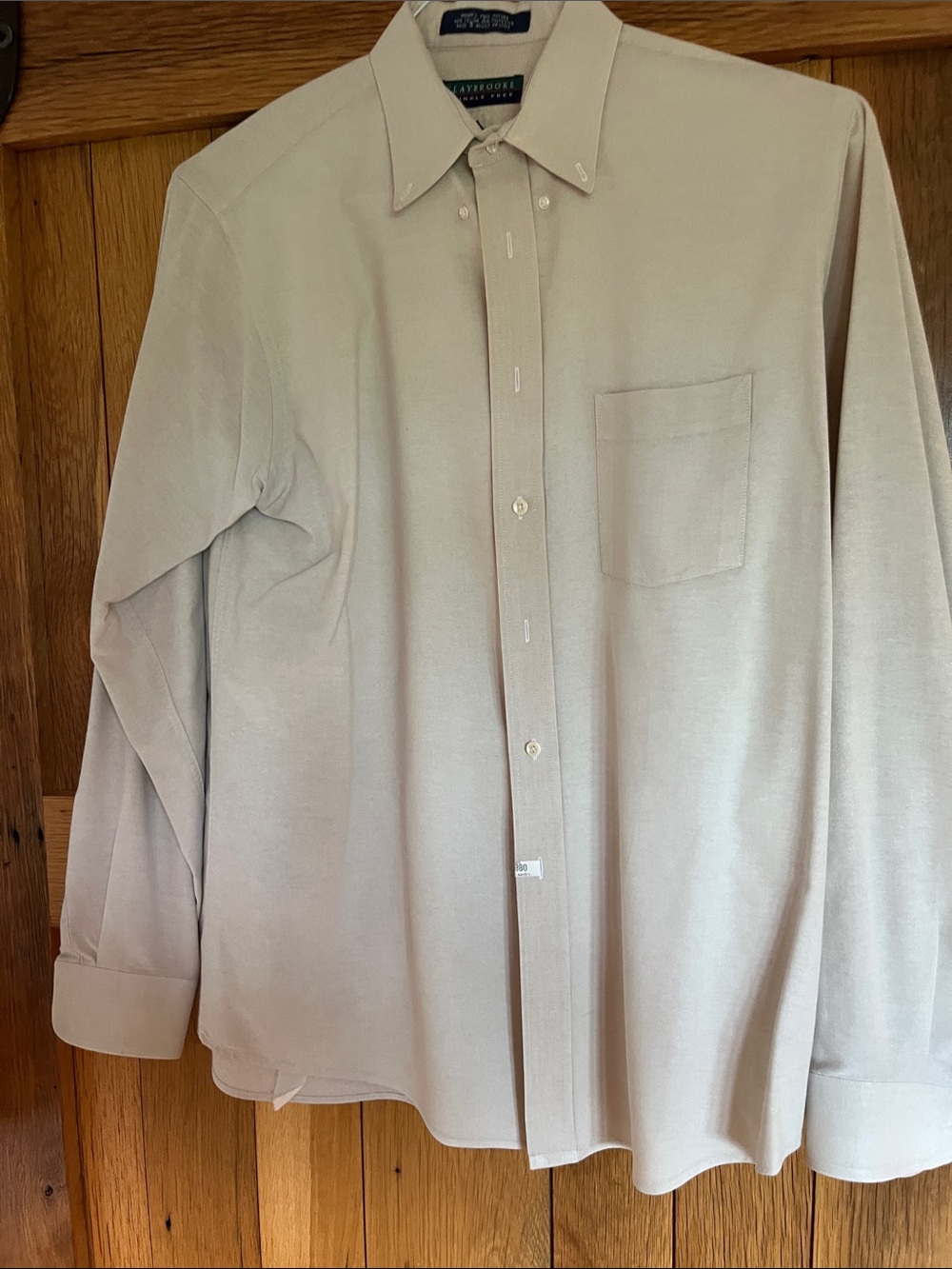 Classic Button-Down Dress Shirt in Light Taupe by Claybrooke
